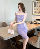 【手作り】膝丈ドレス キャバドレス 高品質 レース チュール エレガント 気質 XH2-JY20366