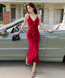 【4色】キャバドレス ロングドレス セクシー フリルタイトドレス 指名 谷間魅せ XH2-ZED889588GT347