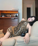 ミニドレス ホルターネック セクシー ヒョウ柄 ナイトクラブ キャバドレス SNS話題 XH2-XKD-D445-2369-Jun23