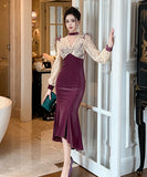 手作りドレス 膝丈ドレス レース セレブ風 高級感 気質 フリル 小顔効果 XH2-JY20982