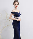 ロングドレス オフショルダー 宴会 二次会 パーティードレス キラキラ レース ゴージャス XH2-HX149