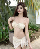 3点セット ビキニ 温泉 韓国っぽ 水着 着痩せ セクシー おしゃれ レース XH7-DP-A10065