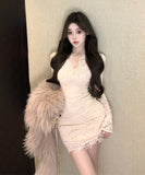 【2色】ミニドレス キャバドレス レース セクシー 高級感 谷間見せ エレガント おしゃれ XH2-XKD-D355-6601-Nov27