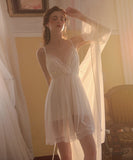 2点セット【4色】パジャマ ルームウェア セクシー Vネック 肌見せ レース XH8-GR2133