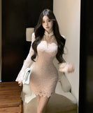 【2色】ミニドレス キャバドレス レース セクシー 高級感 肌見せ エレガント おしゃれ XH2-XKD-D529-6602-Nov13-d