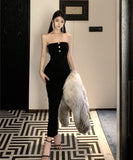 ロングドレス ベアトップ キャバドレス パーティー セクシー キラキラ キャバクラ XH2-XKD-D342-892-Nov13