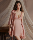 【2点セット】5色 パジャマ セクシー ルームウェア 谷間見せ 勝負下着 パッド付き XH8-GR4358