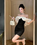 ミニドレス キャバドレス オフショルダー セクシー フリル カワセクシー パーティー キャバクラ XH2-ZED888391DXH238A