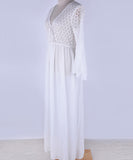 サンドレス ロングドレス Ⅴネック ハワイ セクシー 海 レース 可愛い XH2-MX-ZS688