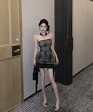 ミニドレス ベアトップ キャバドレス レース セクシー パーティードレス キャバクラ おしゃれ XH2-ZED882475DXH437