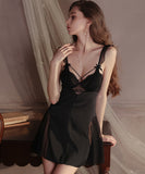 【3色】パジャマドレスのみ セクシー ルームウェア パット付き パジャマ レース ホルターネック XH8-GR-4528