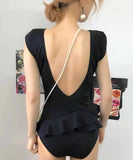 【2色】M-XXL モノキニ 水着 バックレス フリル ワンピース 着痩せ ビキニ海 露出控え カワセクシー ビーチ XH7-PB23