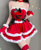 【6点セット】クリスマ 大人可愛い セクシー サンタ服 コスプレ 上下セット リボン XH2-JXL-S43