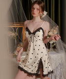 パジャマ エロかわいい ルームウェア パッド付き レース リボン XH7-GR3295