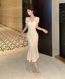 【3色】キャバドレス 膝丈ドレス エレガント レース Vネック マーメイドドレス 宴会 パーティー XH2-CD7-343-91760530