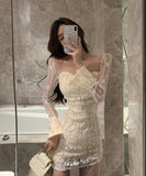 ミニドレス レース キャバドレス セクシー 肌見せ セクシー ナイトクラブ XH2-ZED88317DXH343B