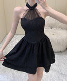 ミニドレス キャバドレス Aライン レース 大人可愛い お洒落 ホルターネック XH2-ZED885340DXH449