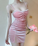 【4色】ミニドレス セクシー キャバドレス キラキラ ナイトクラブ 谷間魅せ XH2-MLS7792