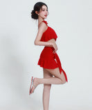 【3点セット】ビキニ 水着 ホルターネック フリル 蝶柄 セクシー ワンピース エレガント 気質 体型カバー XH2-YQ-HHA5XBHLL