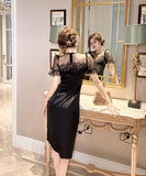 【手作り】膝丈ドレス 高品質 パフスリーブ エレガント 気質 セクシー XH2-JY40062