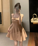 ミニドレス Aライン キャバドレス 大人可愛い セクシー 宴会 パーティードレス リボン 着痩せ 気質XH2-XKD-D200-8102-Jun7