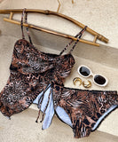 上下セット ビキニ水着 ヒョウ柄 セクシー モノキニ 体型カバー ビーチ 海 XH7-XYX-WX3131