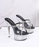 【3色】ハイヒール パンプス 15cm キラキラ スリッパ 美脚効果 歩きやすい 流行り OL 百掛け 透かし彫り ヒール 靴 XH5-JJMX190-A60