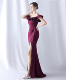 【5色】ロングドレス 高品質 ナイトドレス 宴会 オフショルダー 演奏会 XH2-YEY31528#