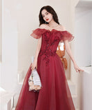 ナイトドレス 宴会 ロングドレス キラキラ お姫様 オフショルダー 誕生日 パーティー 演奏会 XH2-YXSZ10/16