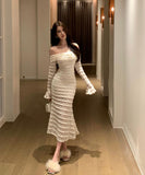 ロングドレス オフショルダー セクシー マーメイドドレス 同伴 エレガント 韓国っぽ カワセクシー XH2-CD7-238-85220690