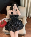 キャバドレス ミニドレス フリル 水玉模様 エレガント セクシー かわいい YH2-LE-n177