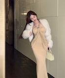 ロングドレスホルターネックセクシーエレガントタイトドレス気質ギリシャの女神XH2-XKD-D355-5959-Nov10