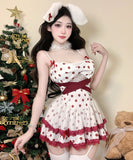2点セット クリスマ コスプレ ベアトップ セクシー かわいい サンタ服 水玉柄 XH2-DML-F805