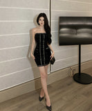 ミニドレス キャバドレス キラキラ ベアトップ セクシー ナイトクラブ 指名 XH2-DD7504