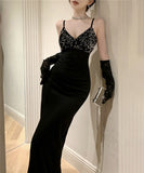 ロングドレス キャバドレス キラキラ スリート セクシー 宴会 party 谷間見せ XH2-DD7548