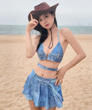 デニムビキニ セクシー ワンピース 超人気 ホルターネック 女子力 可愛い XH7-GM-adn004