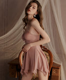 【5色】勝負下着 セクシーパジャマ ルームウェア チュール 透け感 谷間見せ YH8-GR4435