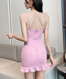 【4色】ミニドレス キャバドレス キャミワンピ セクシー キラキラ チュール パーティー 指名 ナイトクラブ XH2-YM8862