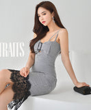 膝丈ドレス キャバドレス 千鳥格子 エレガント 気質 chic おしゃれ XH2-ZED885900A71