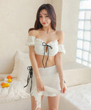 【3点セット】ビキニ 水着 パフスリーブ 体型カバー 大人可愛い ワンピース モノキニ ビーチ 海 旅行 SNS話題 XH7-XYX-XFH03