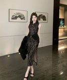 膝丈ドレスエレガントレースタイトドレス宴会パーティー通勤同伴XH2-DD4134