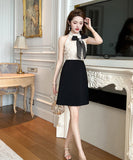 手作り ミニドレス セレブ風 高級感 リボン 宴会 エレガント 大人可愛い XH2-JY20564