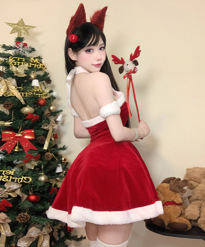 【3点セット】クリスマ 大人可愛い セクシー サンタ服 コスプレ レース リボン XH2-DML62