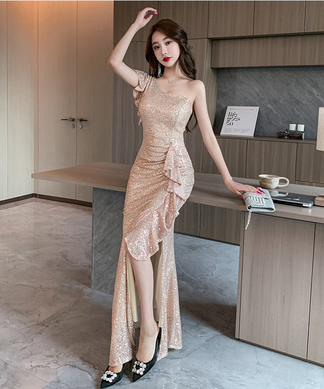 新品✨️バーガンディ＆ローズフリルロングドレス✨️キャバドレス 3色】ロングドレス キャバドレス ワンーショルダー キラキラ