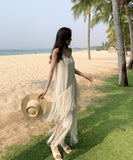 サンドレス 海辺 旅行 着瘦せ 大人可愛い お洒落 XH2-QJ1182