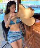 【3点セット】2色 ビキニ 三角ビキニ チック柄 セクシー 水着 モノキニ ホルターネック INS話題 ビーチ XH7-DP-A33921