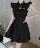 【2色】ミニドレス 中華風 Aライン 着瘦せ CHIC 大人可愛い 気質 XH2-DD4874