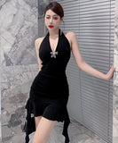 ミニドレス キャバドレス セクシー ホルターネック 非対称 XH2-LQE‐A3205H515