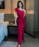 【3色】ロングドレス キャバドレス ワンーショルダー セクシー 宴会 party XH2-DD5030