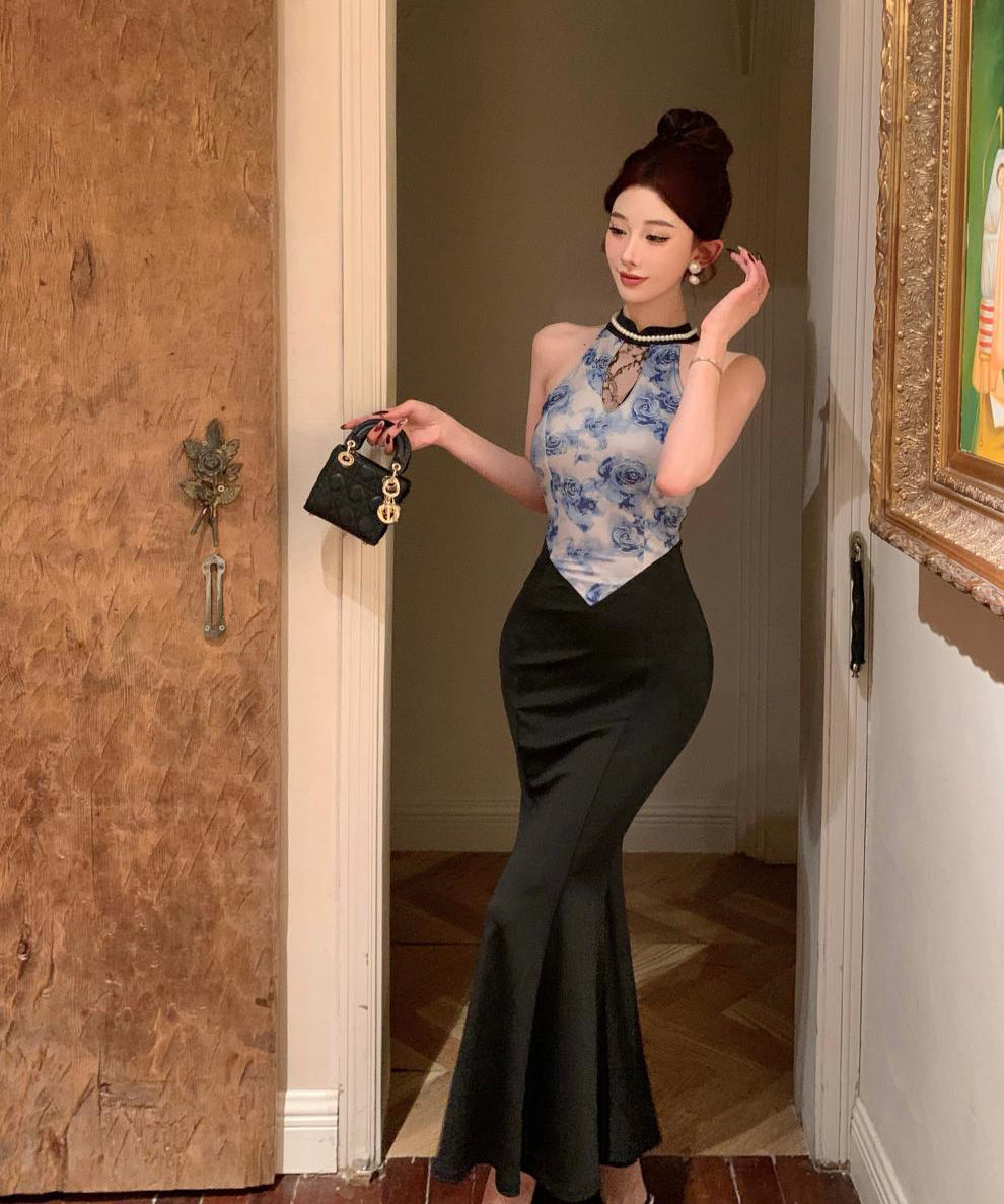 代引き人気 2色】ロングドレス キャバドレス マーメイド 花柄 セクシー ワンピース